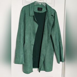NWOT Love Tree Women's (Large) Green Faux-Suede Lined Blazer/Jacket/Coat